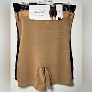 UnderWhere? Firm Control No Panty Lines Power Mesh HighWaist Shaping Shorts 2pc